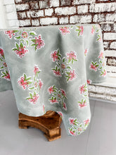 Garden Gray Tablecloth with Salmon Pink and Green